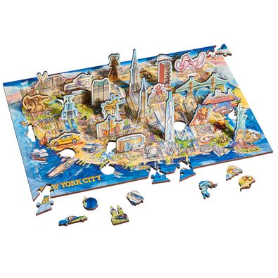 NYC Landmarks Map - With 22 Stand Up Pieces