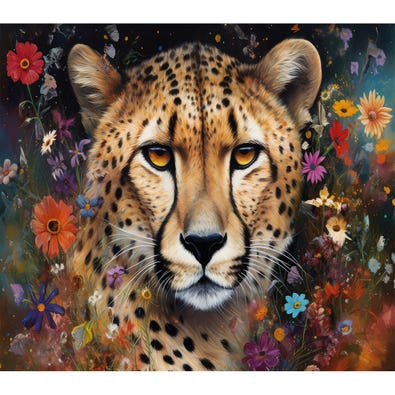 Cheetah in the Wild-flowers