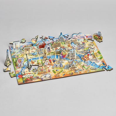 Paris Landmarks Map - with 23 Stand-up Pieces