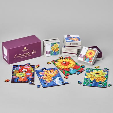 Bright Blooms - Collectible Gift Set - Free Form Puzzle Cut