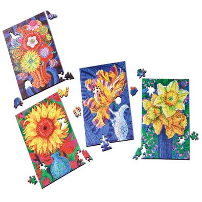 Bright Blooms - Collectible Gift Set - Free Form Puzzle Cut