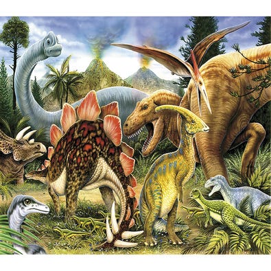 A puzzle for children of a prehistoric land full off dinosuars.