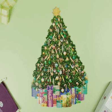 Tree-ditional Golden Christmas - Free Form Puzzle Cut