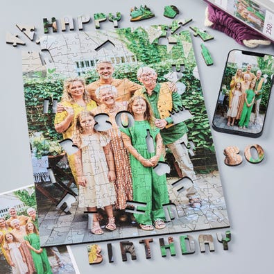 Happy 80th Birthday Portrait - Personalised Puzzle