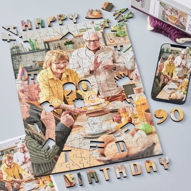 Happy 90th Birthday Portrait - Personalised Puzzle