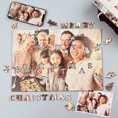 Merry Christmas Free Form Landscape - Personalised Puzzle