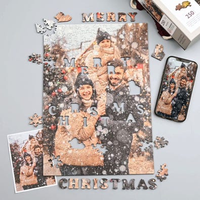 Merry Christmas Free Form Portrait - Personalised Puzzle